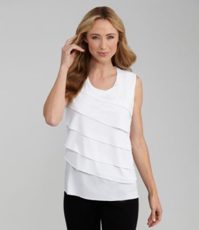 TanJay Woman Jersey Asymmetric Ruffle Tank