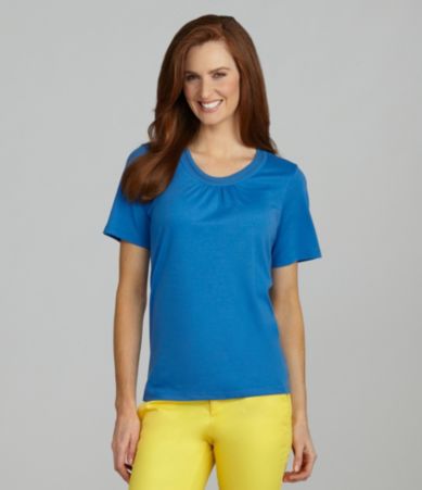 Allison Daley Petites Scoopneck Trim Top
