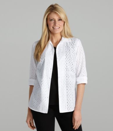 Allison Daley Eyelet Button-Front Blouse