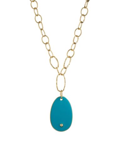 Kenneth Jay Lane Open Link Turquoise Pendant Necklace $150.00