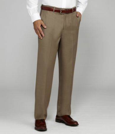 Roundtree & Yorke Luster Gab Flat-Front Expander Dress Pants