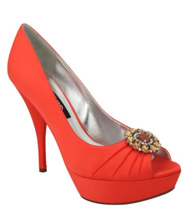 Nina Stasy Satin Peep-Toe Pumps