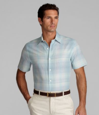 Perry Ellis Exploded Ombre Plaid Shirt