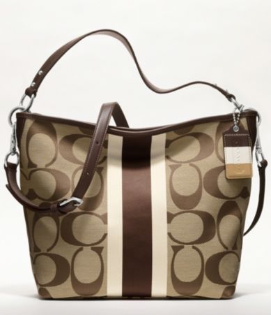 COACH HAMPTONS WEEKEND SIGNATURE STRIPE SHOULDER BAG