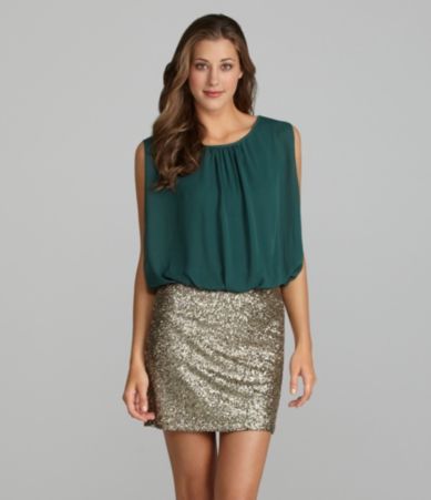 MM Couture by Miss Me Sleeveless Sequin-Skirt Dress