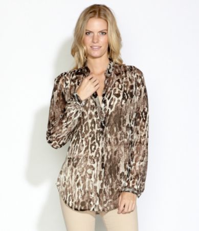 Karen Kane Metallic Sheer Animal-Print Blouse