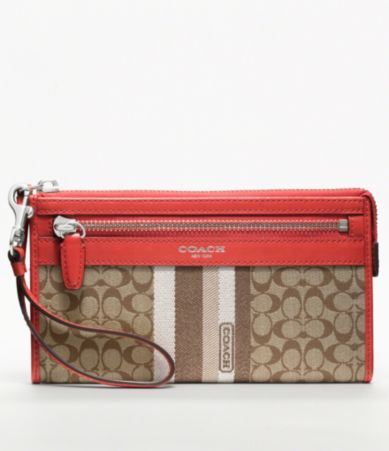 COACH LEGACY SIGNATURE STRIPE ZIPPY WALLET