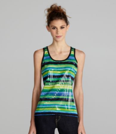 Copper Key Clear Sequin Stipe Tank
