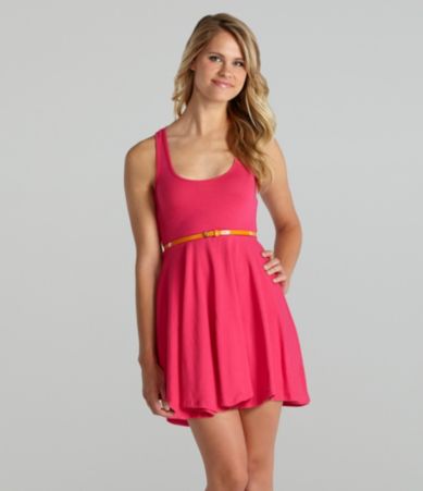 Living Doll Belted Racerback Dress