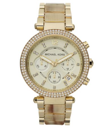 Michael Kors Parker Gold and Horn Chronograph Glitz Watch