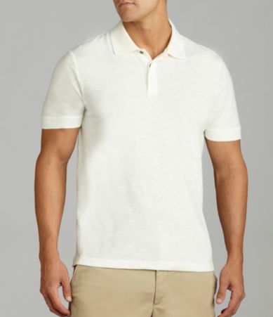 Perry Ellis Contrast Collar Slub Polo Shirt
