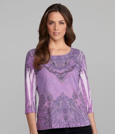 Westbound Sublimation Border Print Scoopneck Top  Dillards 