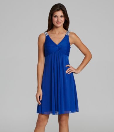 Hailey by Adrianna Papell Embellished-Shoulder Dress