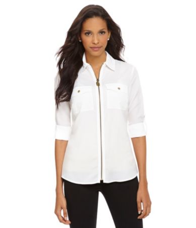 MICHAEL Michael Kors Zip-Front Camp Shirt