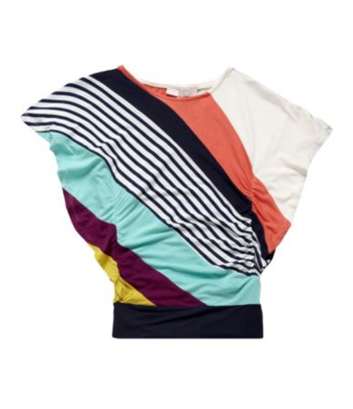 Moa Moa 7-16 Striped Side Ruffle Top