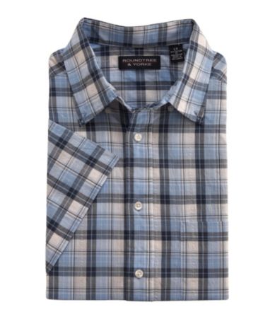 Roundtree & Yorke Big & Tall Seersucker Plaid Sportshirt