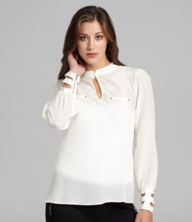 Aryn K. Silk Cutout Blouse