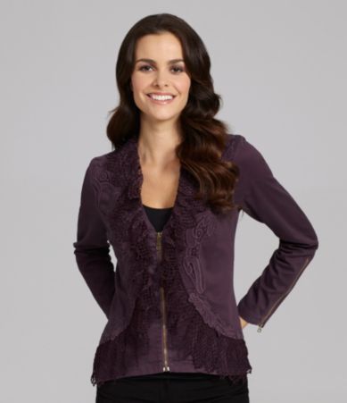 XCVI Isleta Zipper Cuff Lace Embellished Jacket  Dillards 