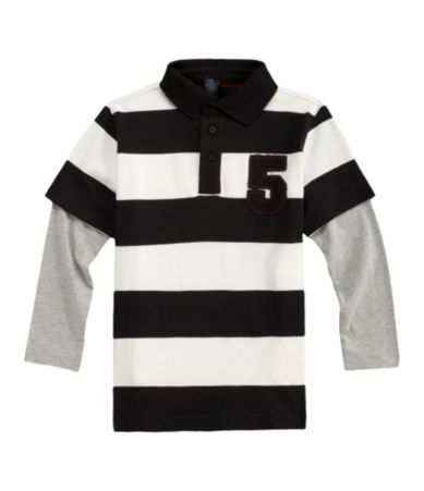 Class Club 8-20 Striped Rugby 2-Fer Polo Shirt