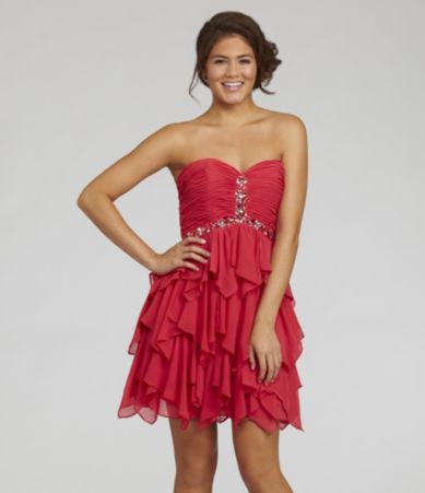 B. Darlin Strapless Sweetheart Neck Dress