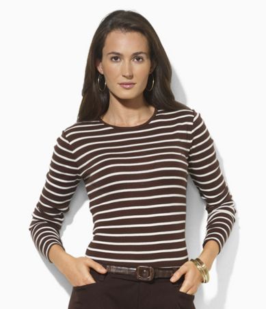 Lauren Ralph Lauren Long-Sleeved Striped Logo Tee