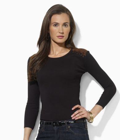 Lauren Ralph Lauren Faux-Suede Trimmed Crewneck Top