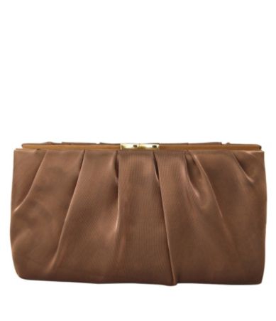 Nina Pleated Satin Metal-Frame Clutch