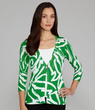 Peter Nygard Single-Button Brushstroke Cardigan