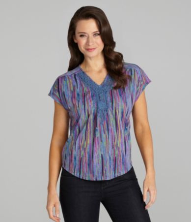 Westbound Petites Crochet-Trim Dolman-Sleeve Top