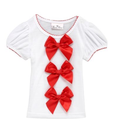Laura Dare 2T-6X Puff -Sleeve Bow Top