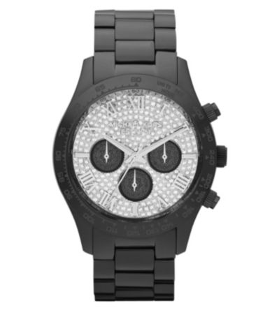 Michael Kors Ladies Layton Black Glitz Dial Watch  Dillards 