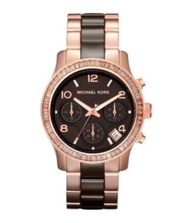 Michael Kors Ladies Runway Rose Goldtone & Espresso Watch