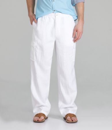 Caribbean Solid Linen Drawstring Cargo Pants