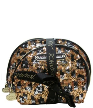 Betsey Johnson Multi Glitter 2 Piece Cosmetic Case Christmas Gift