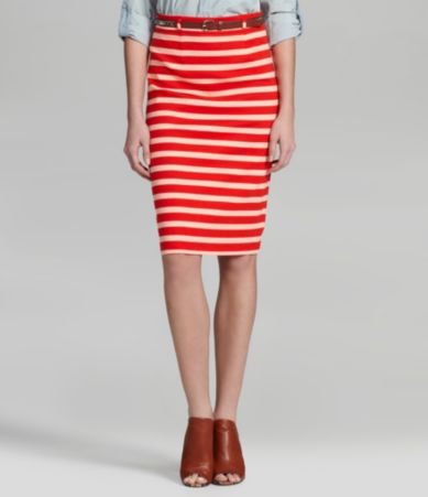 Cremieux High-Waist Stripe Pencil Skirt
