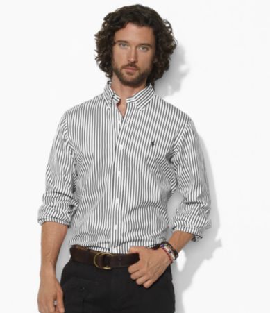 Polo Ralph Lauren Custom-Fit Long-Sleeved Striped Cotton Poplin Shirt