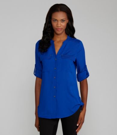 Calvin Klein Roll-Tab Blouse