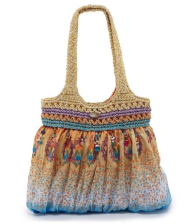 Blue Miami Fabric Bottom Shopper Tote Bag