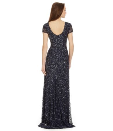 Adrianna Papell Petite Sequined Short-Sleeve Gown | Dillards
