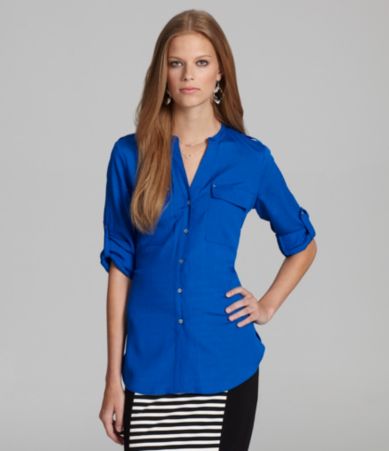 Calvin Klein Roll-Tab Blouse