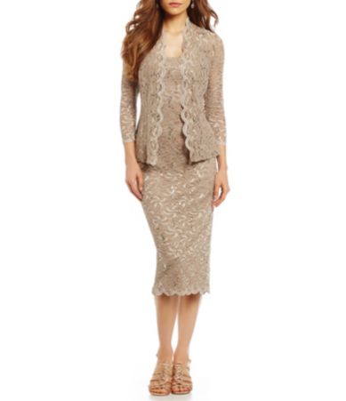 Alex Evenings Petite Sequined Lace Jacket Dress | Dillards