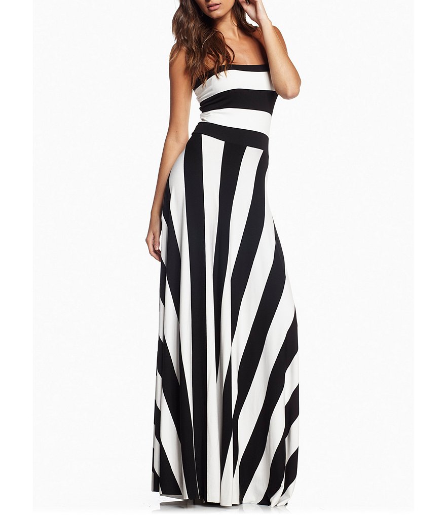 Elan Striped Convertible Strapless Maxi Dress | Dillards
