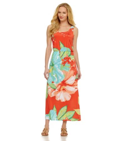 Ruby Rd. Petites Watercolor Hibiscus Venezia Maxi Dress | Dillards.com