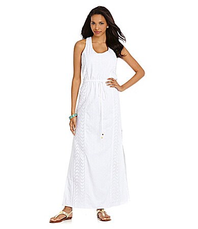 NEW MICHAEL Michael Kors $175 Eyelet Maxi White Dress size M | eBay
