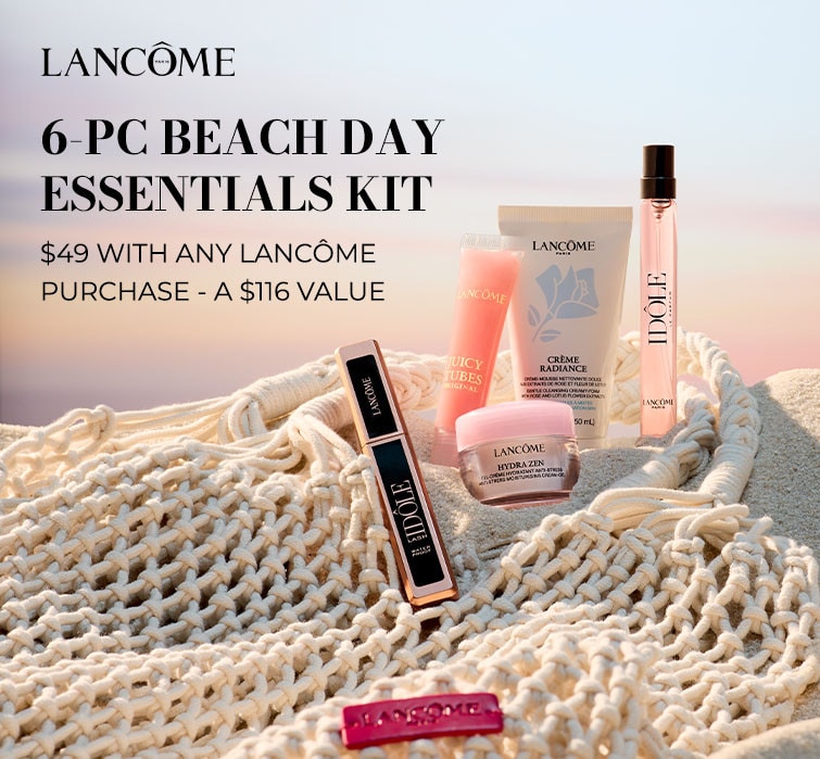 Shop Lancome - 6-pc beach essentials, $49 with any Lancome purchase - a $116 value!