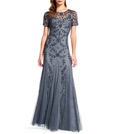 Adrianna Papell Floral Beaded Gown | Dillards