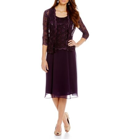 R & M Richards Lace Chiffon Jacket Dress | Dillards