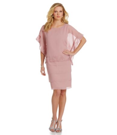 Le Bos Embellished Sheer-Overlay Tiered Dress | Dillards.com