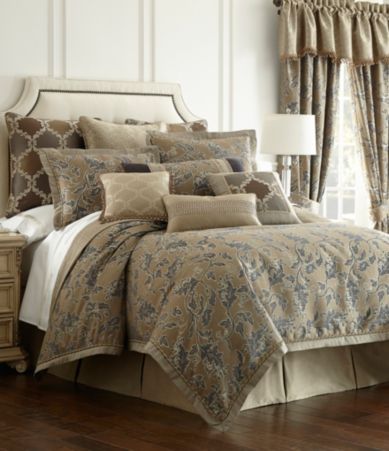 Bedding with European styling and design by Croscill and Waterford.