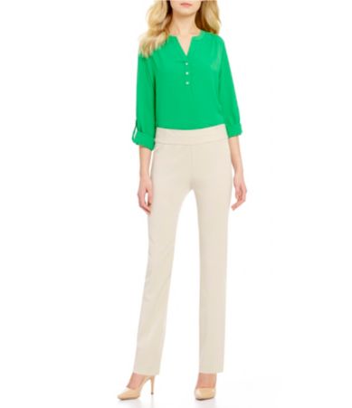 Investments Petites the PARK AVE fit Pull-On Straight Leg Pant | Dillards